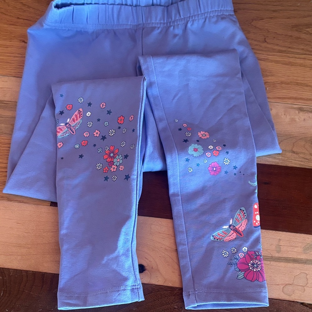 Lands' End Kids Lavender leggings with Floral Accents